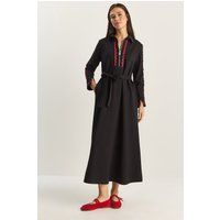 A-Linien-Midikleid mit Reißverschluss und Zackenlitze