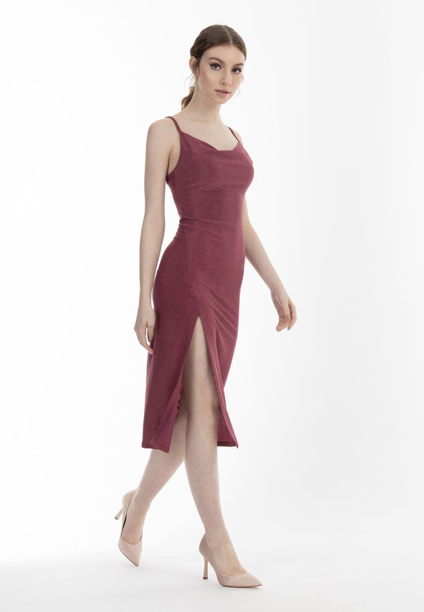 Schimmerndes Metallic-Midi-Slipkleid