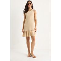 Strukturiertes Crepe-Kleid mit Rüschensaum