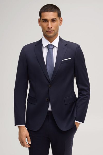 Marineblaues Slim-Fit Wollmischungs-Sakko