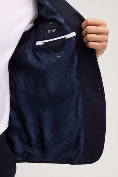 Marineblaues Slim-Fit Wollmischungs-Sakko