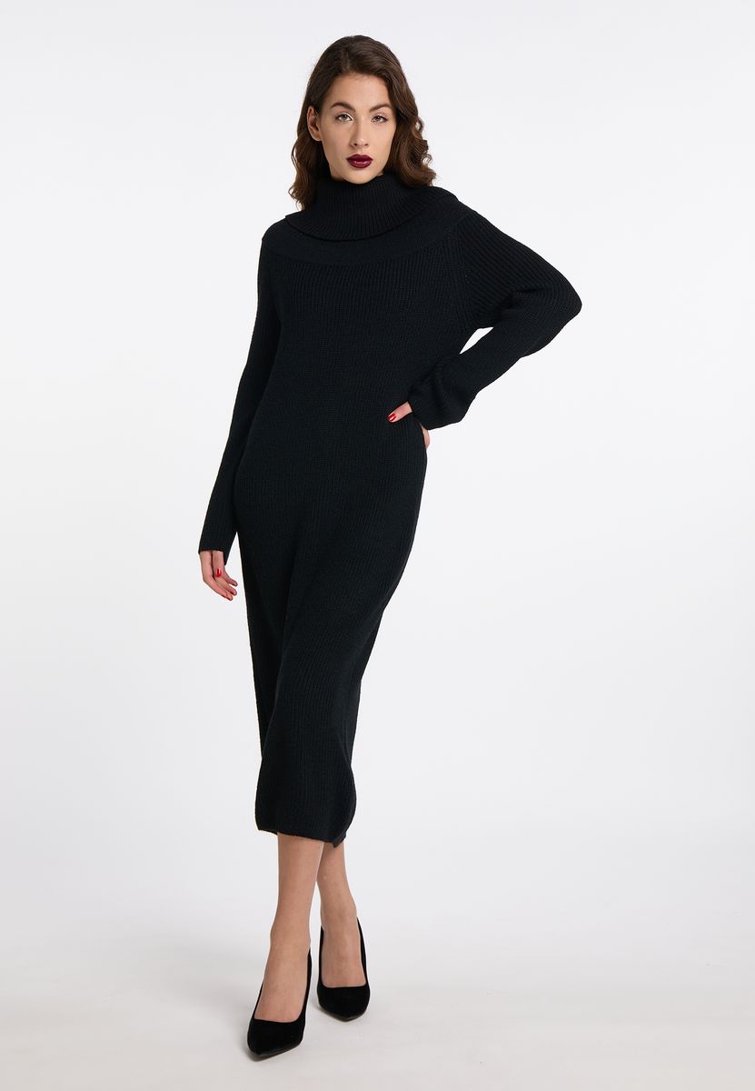 Vielseitiges geripptes Strick-Midikleid