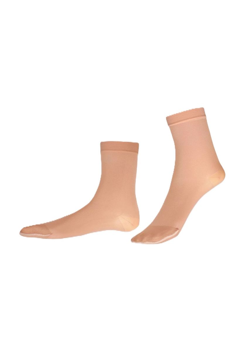 Transparente beige Söckchen mit Rippbündchen