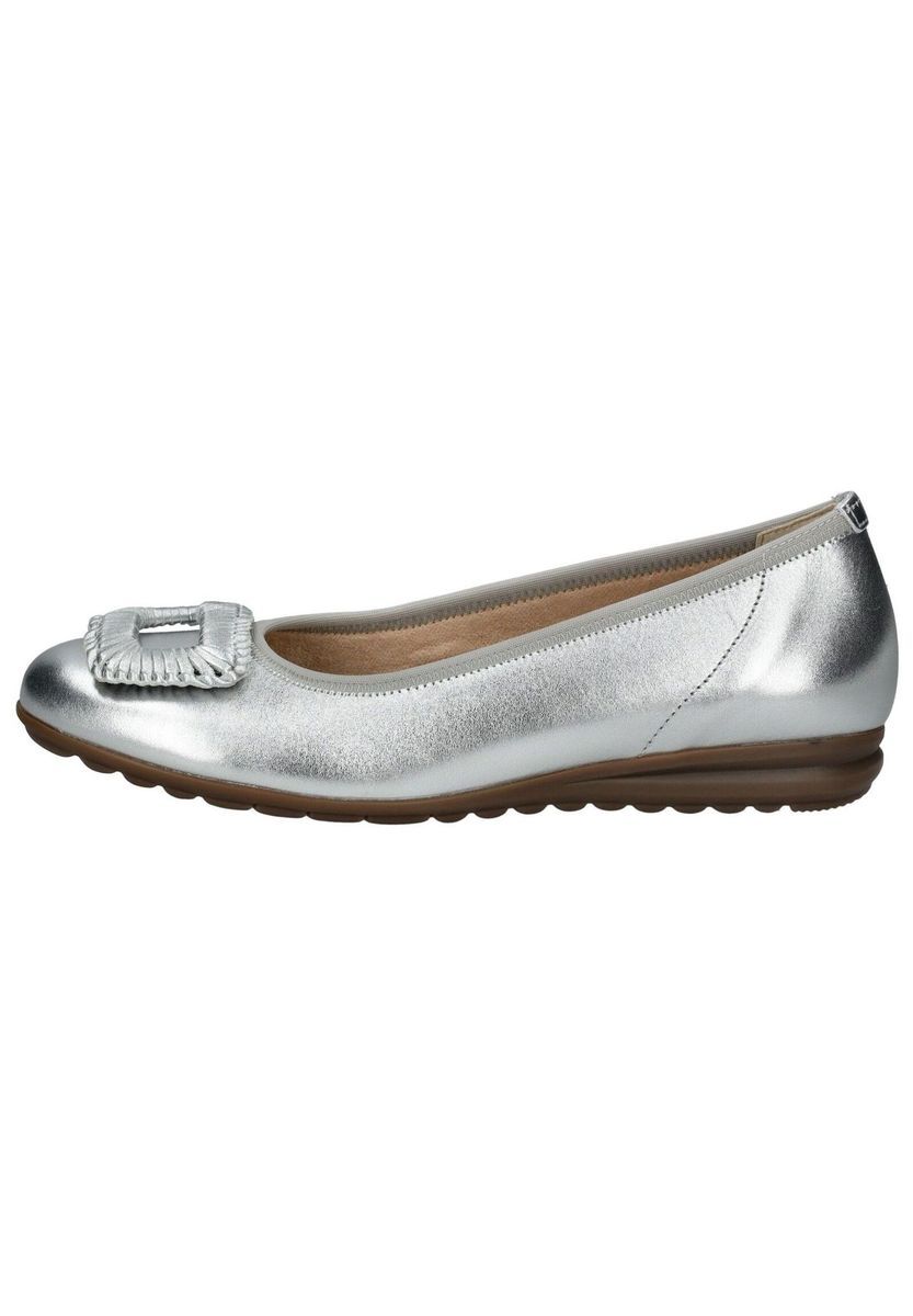 Silberne Ballerinas aus Leder