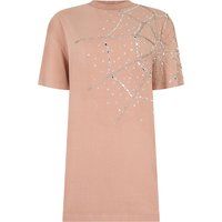 Oversized T-Shirt-Kleid mit Strass-Spinnennetz