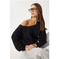 Asymmetrisches Off-Shoulder Fleece-Sweatshirt