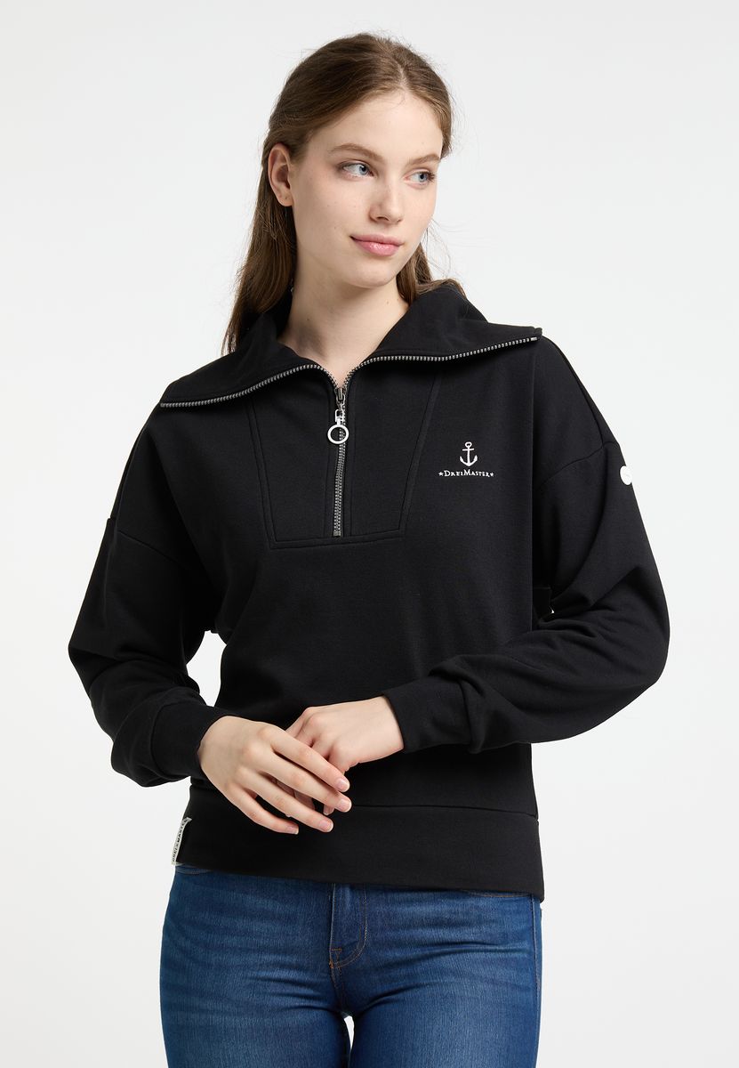 Oversized Troyer-Sweatshirt mit Anker