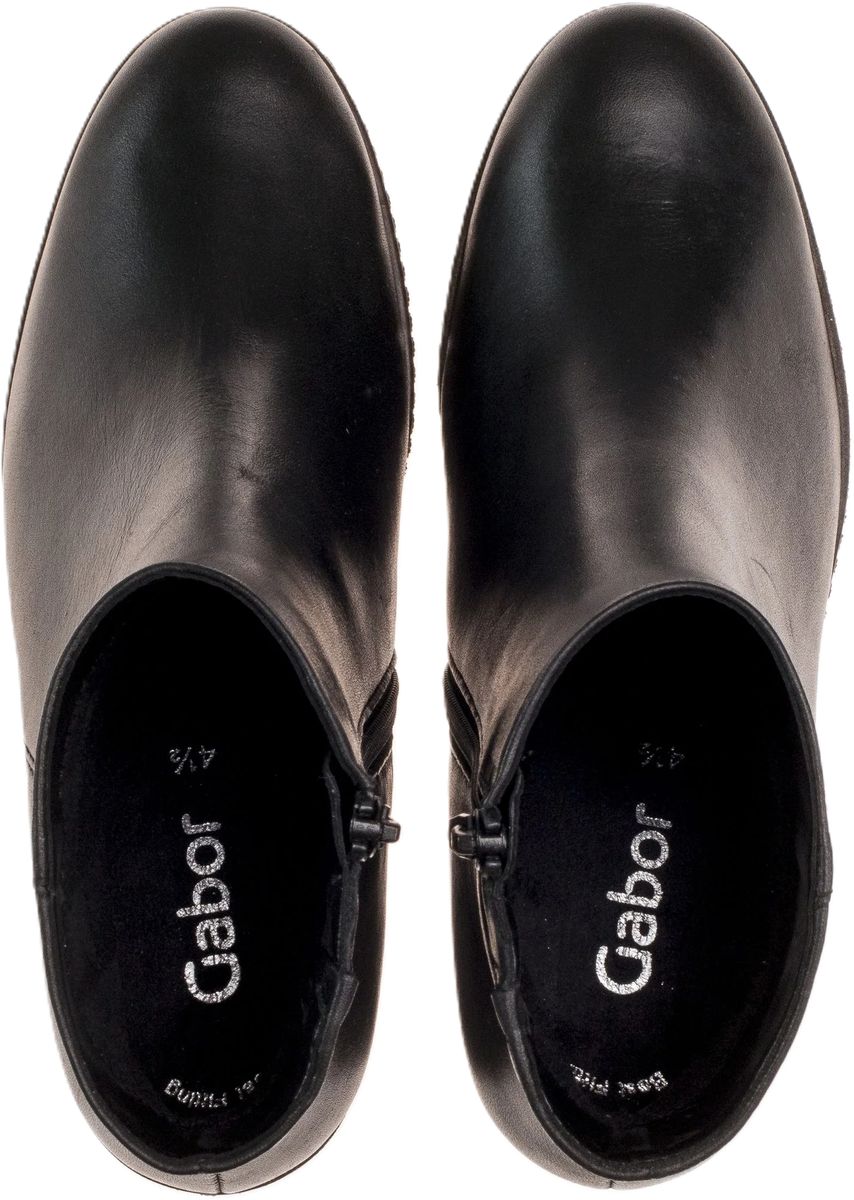 Schwarze Leder-Keilabsatz-Stiefeletten
