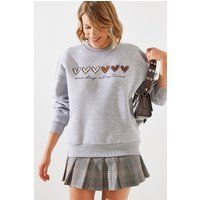 'One Day' Herz-Grafik-Pullover