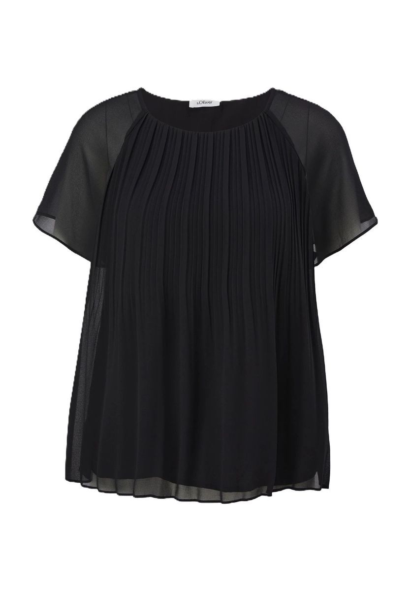 Elegante plissierte Chiffonbluse mit Ärmeln