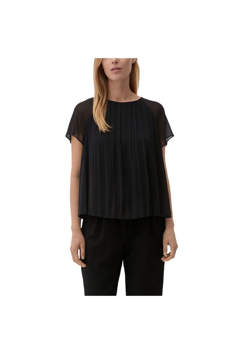 Elegante plissierte Chiffonbluse mit Ärmeln