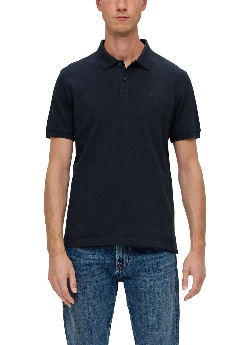 Klassisches Marineblaues Baumwoll-Poloshirt