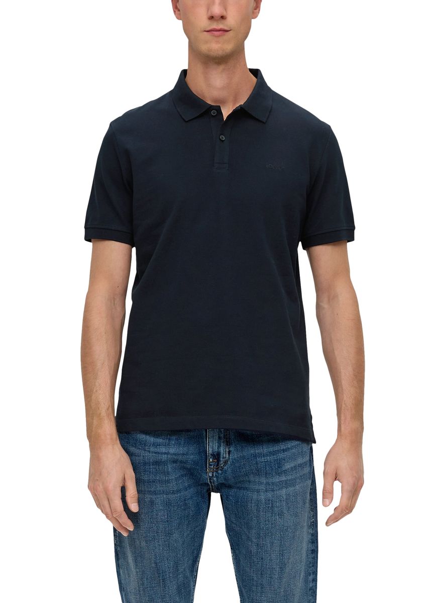 Klassisches Marineblaues Baumwoll-Poloshirt