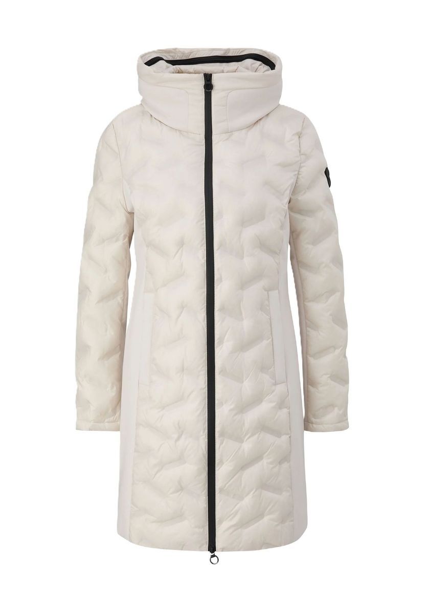 Gesteppter Puffer-Mantel mit Kapuze und Softshell-Details