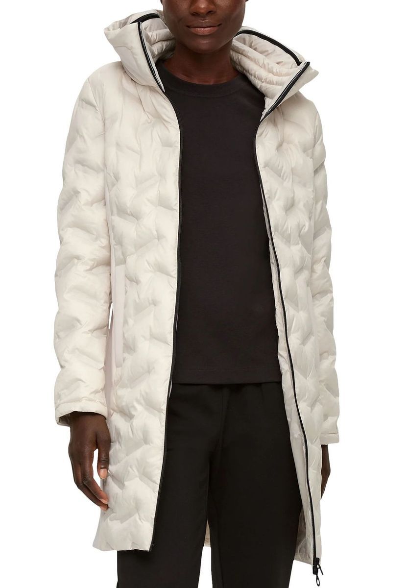 Gesteppter Puffer-Mantel mit Kapuze und Softshell-Details