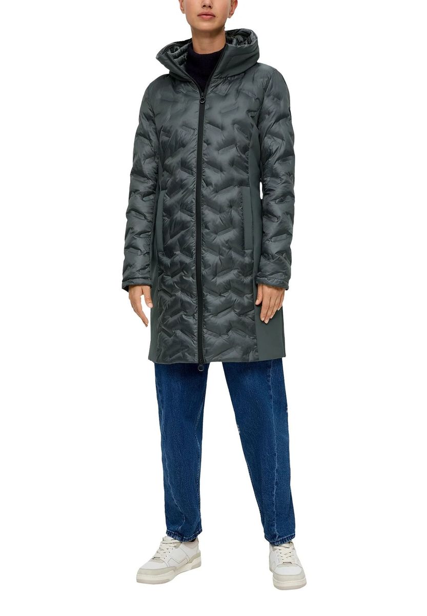 Gesteppter Longline Mantel mit Kapuze