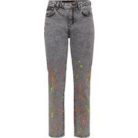 Verzierte Boyfriend-Jeans mit Farbspritzern