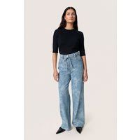 Hoch taillierte Jeans mit Marmor-Muster