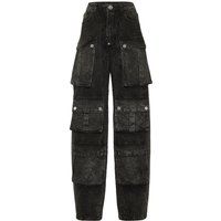 Mit Strass besetzte Cargo-Jeans