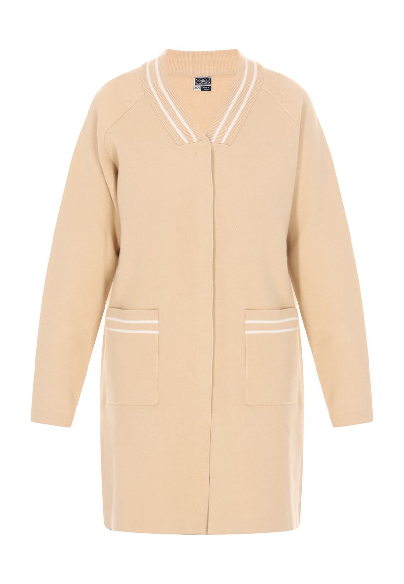 Knielanger Cardigan mit Kontraststreifen
