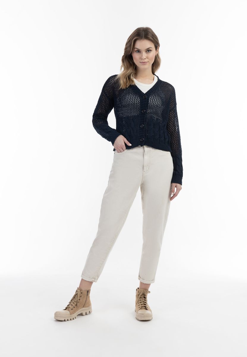 Weitmaschige Strickjacke mit Knopfleiste