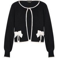 Kontrastierte Strickjacke mit Schleifen