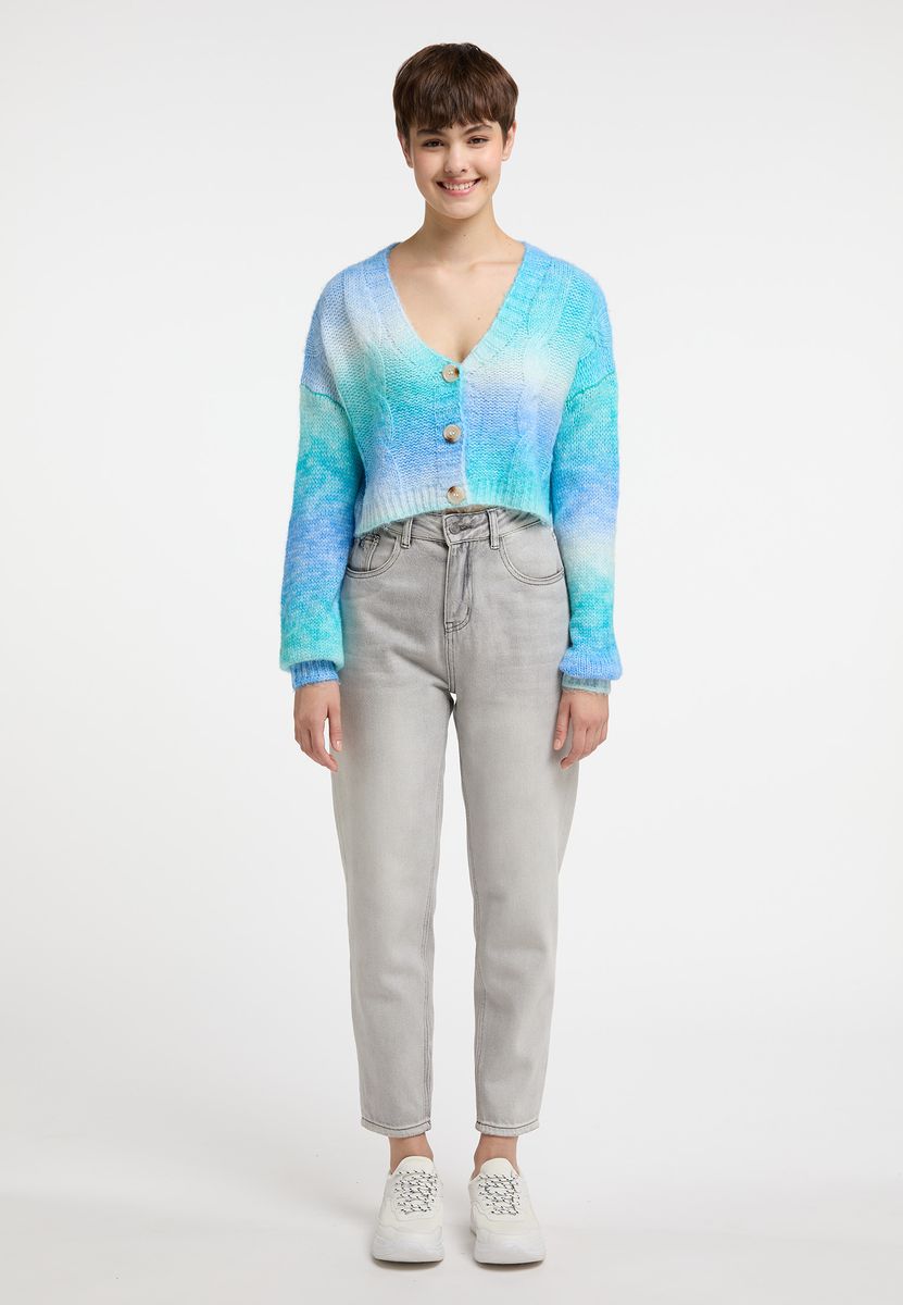 Gekürzte Zopfstrickjacke mit Farbverlauf