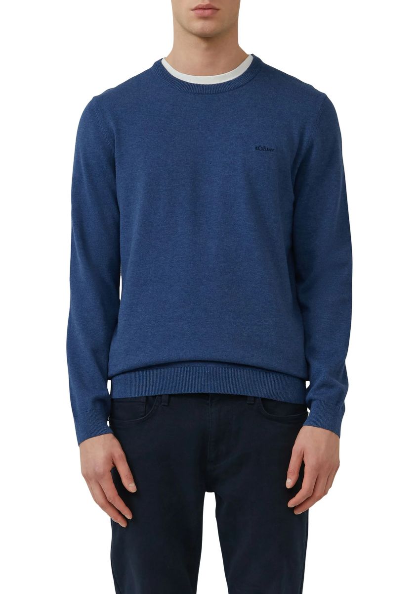 Klassischer Baumwollpullover mit Rundhalsausschnitt