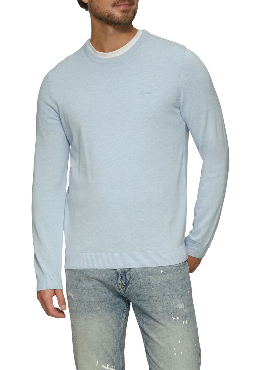 Klassischer Baumwollpullover mit Rundhalsausschnitt