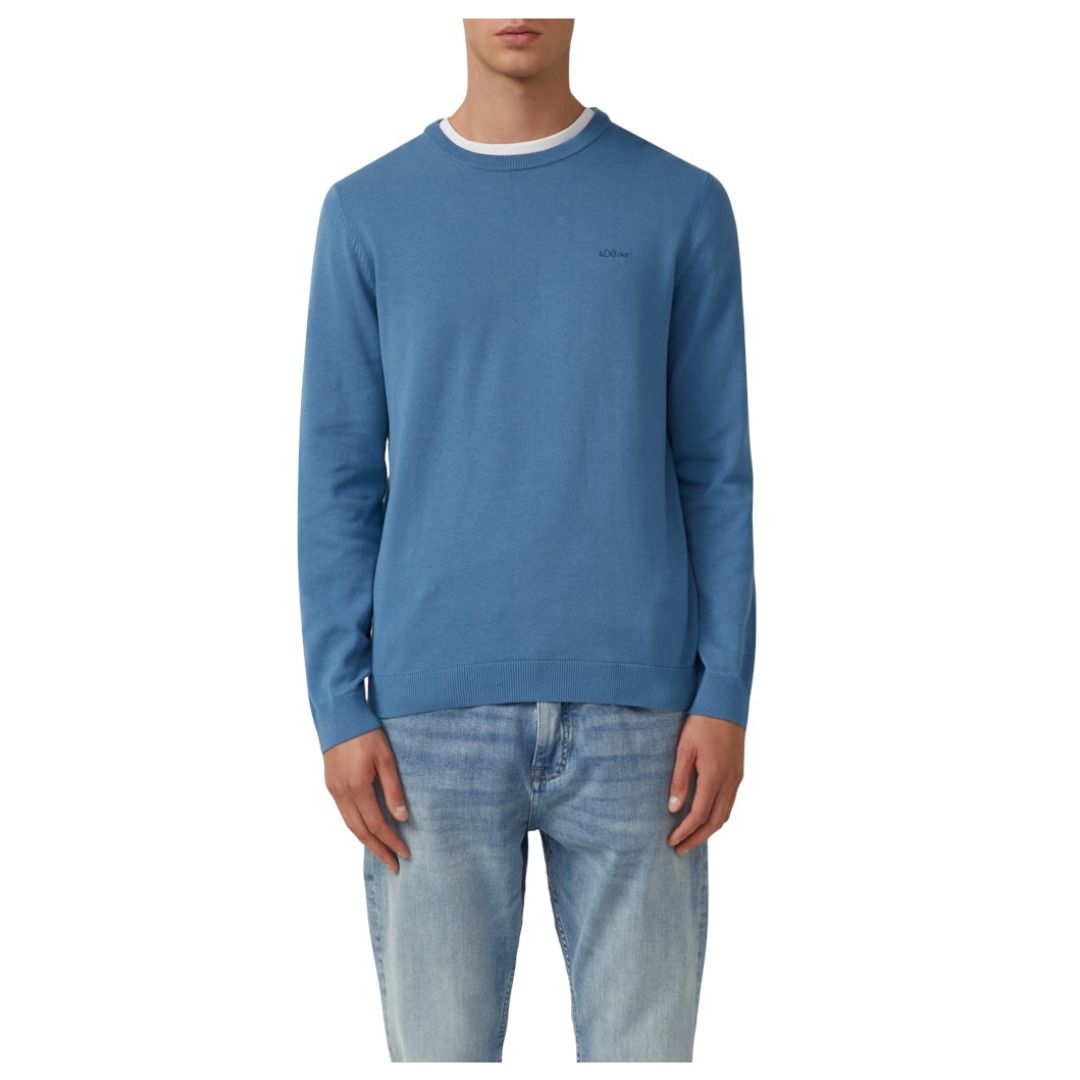 Klassischer Baumwollpullover mit Rundhalsausschnitt