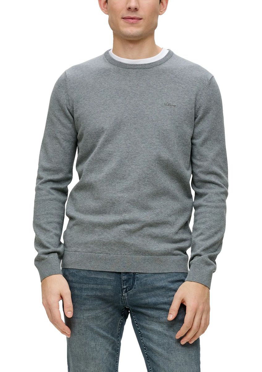 Klassischer Baumwollpullover mit Rundhals