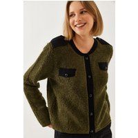 Strukturierter Bouclé-Cardigan mit Taschen