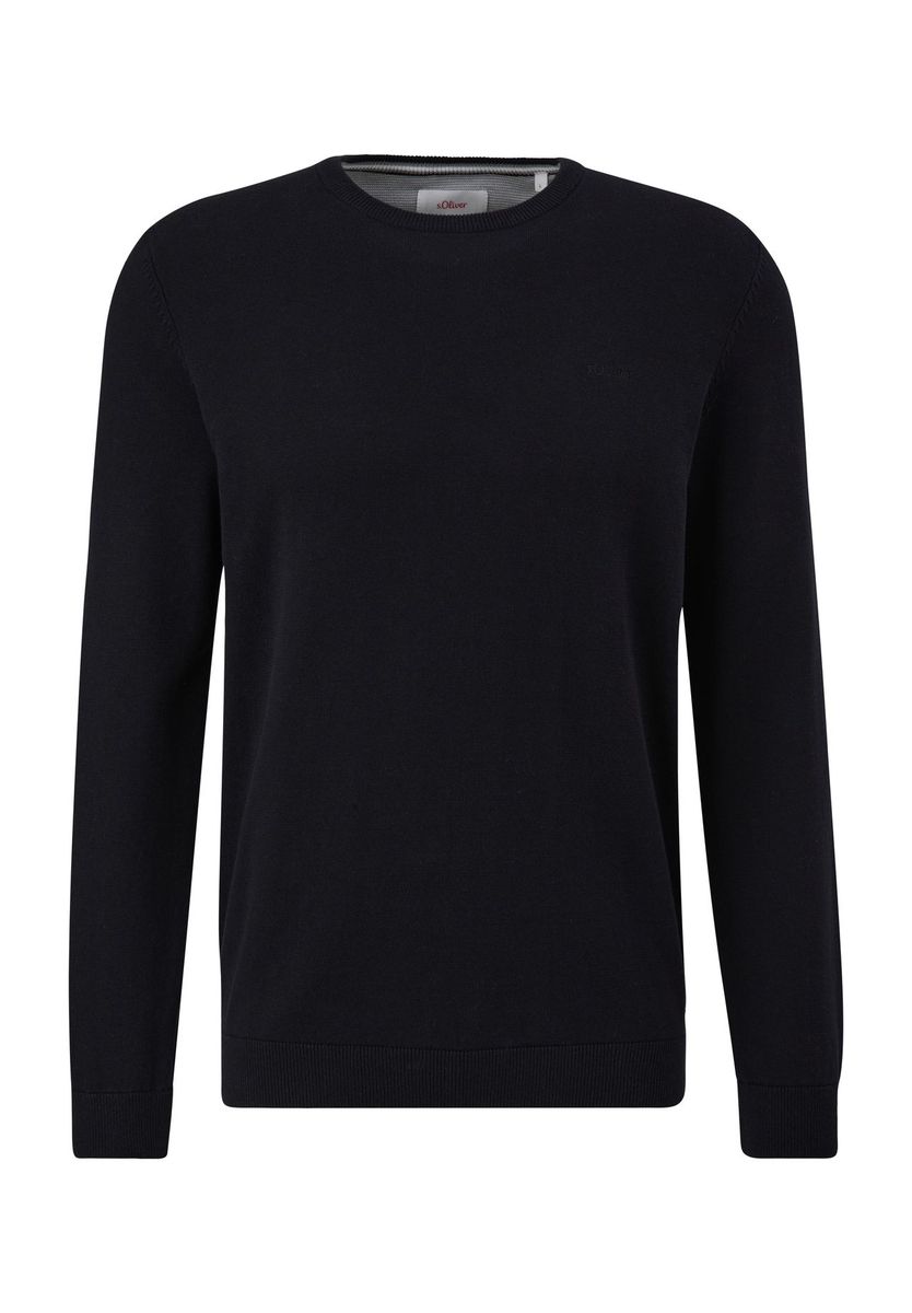 Klassischer Baumwoll-Strickpullover mit Rundhalsausschnitt