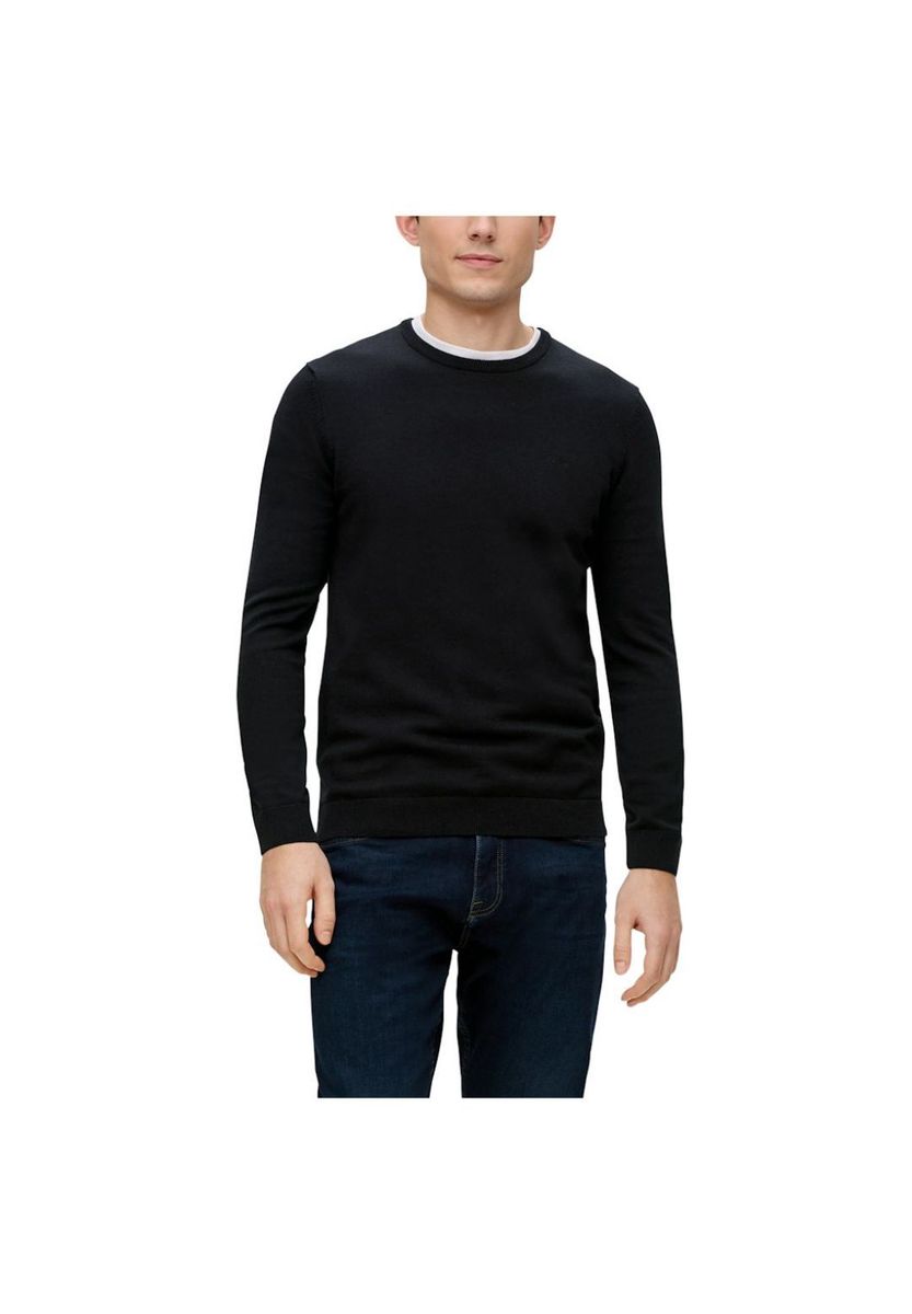 Klassischer Baumwoll-Strickpullover mit Rundhalsausschnitt