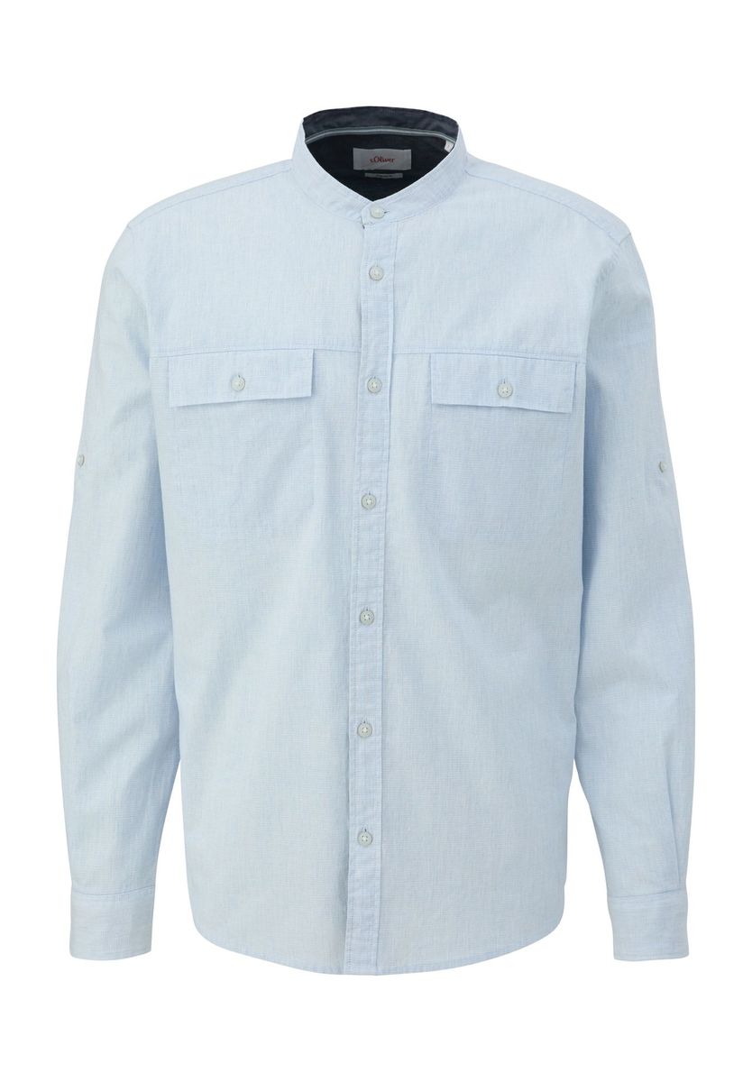 Herren Hemd, normale Passform, Stehkragen