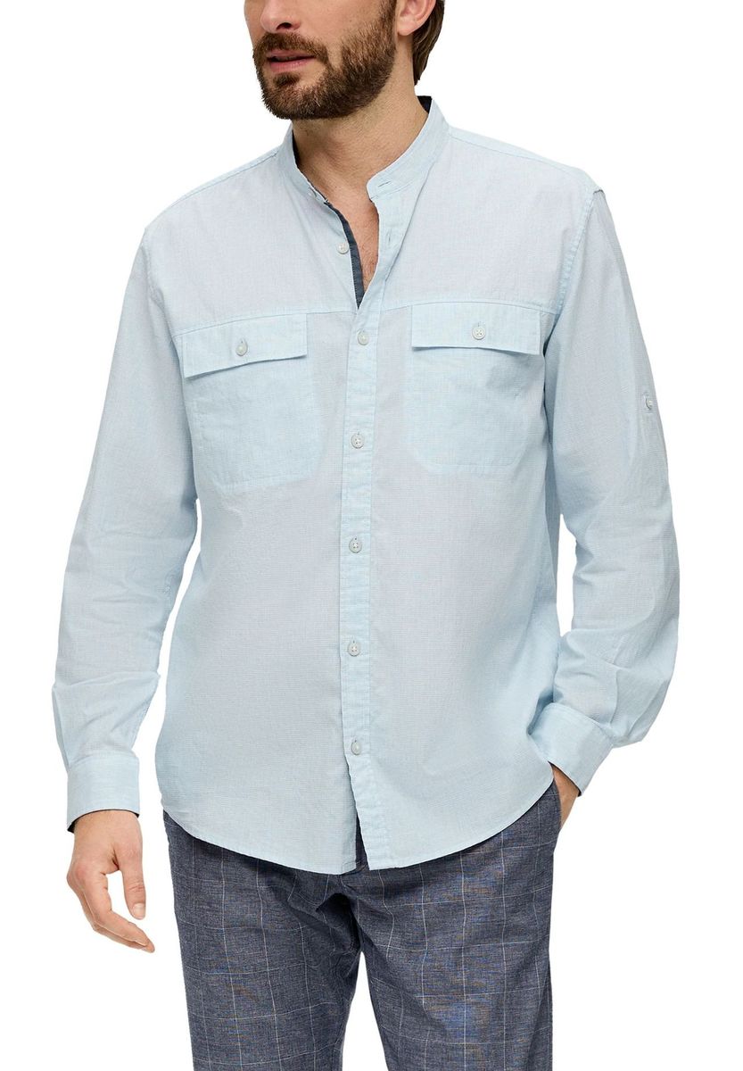 Herren Hemd, normale Passform, Stehkragen