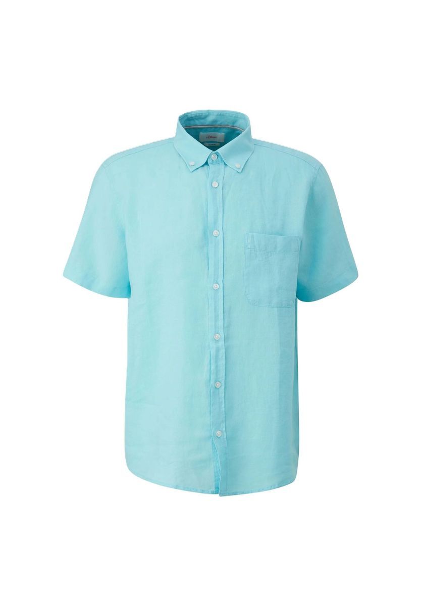 Kurzärmeliges Leinenhemd mit Regular Fit