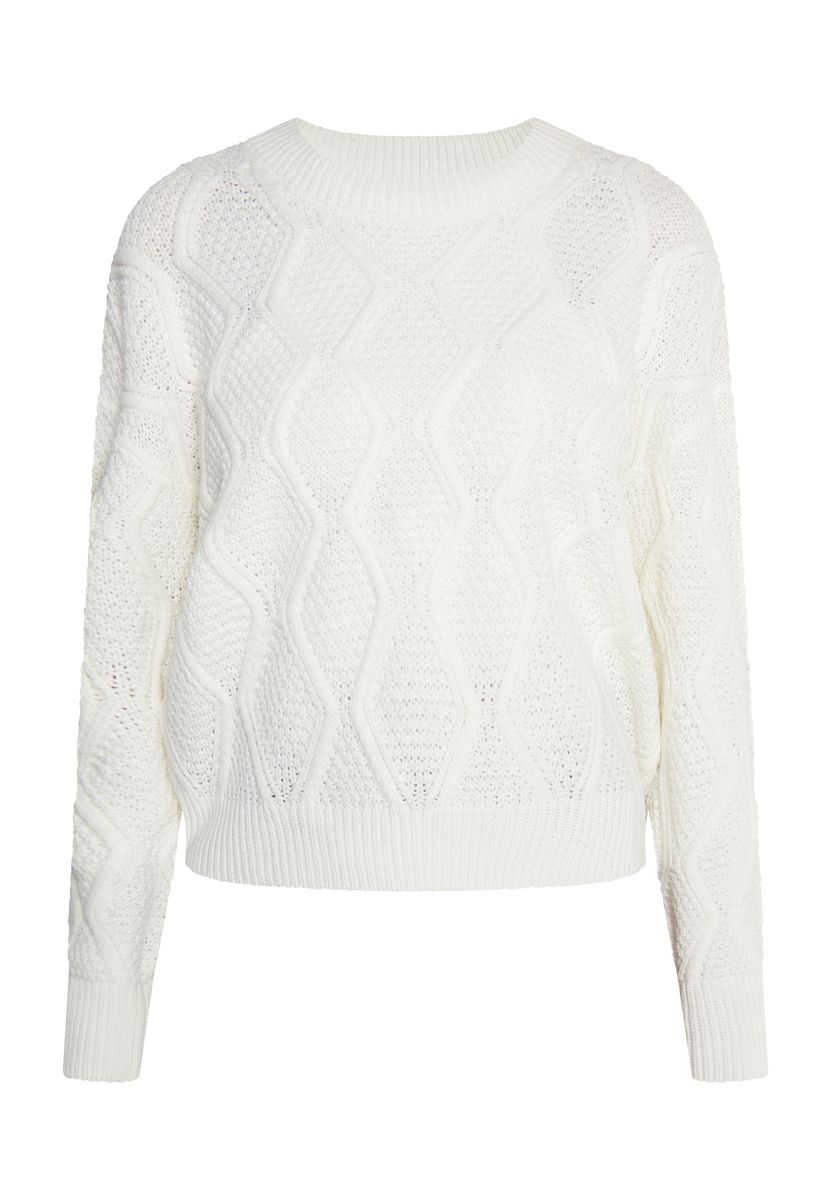 Strukturierter Strickpullover mit Wellenmuster