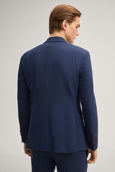 Marineblau meliertes Stretch-Wollmischungs-Sakko