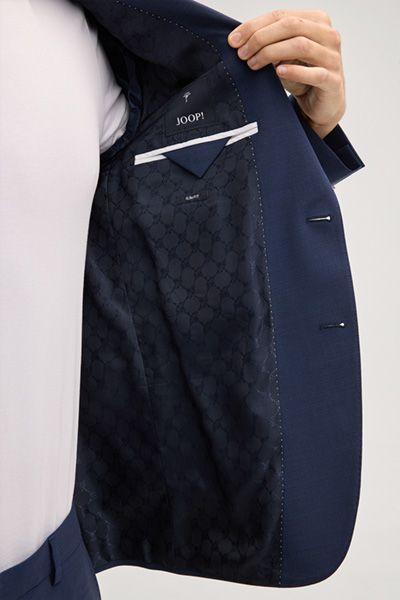 Marineblau meliertes Stretch-Wollmischungs-Sakko