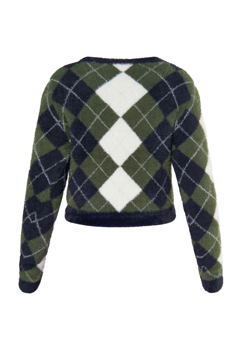 Flauschiger Strickpullover mit Argyle-Muster