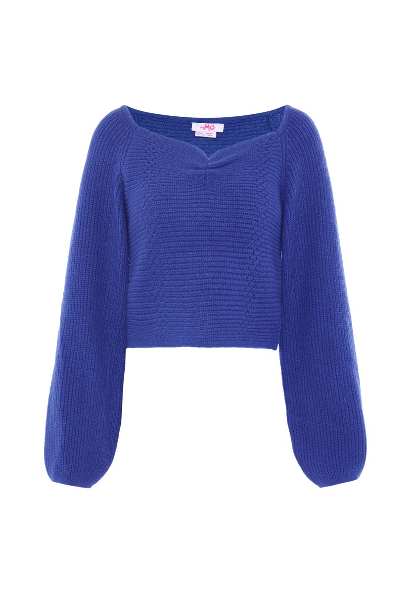 Strukturierter Kurzpullover mit Herzausschnitt