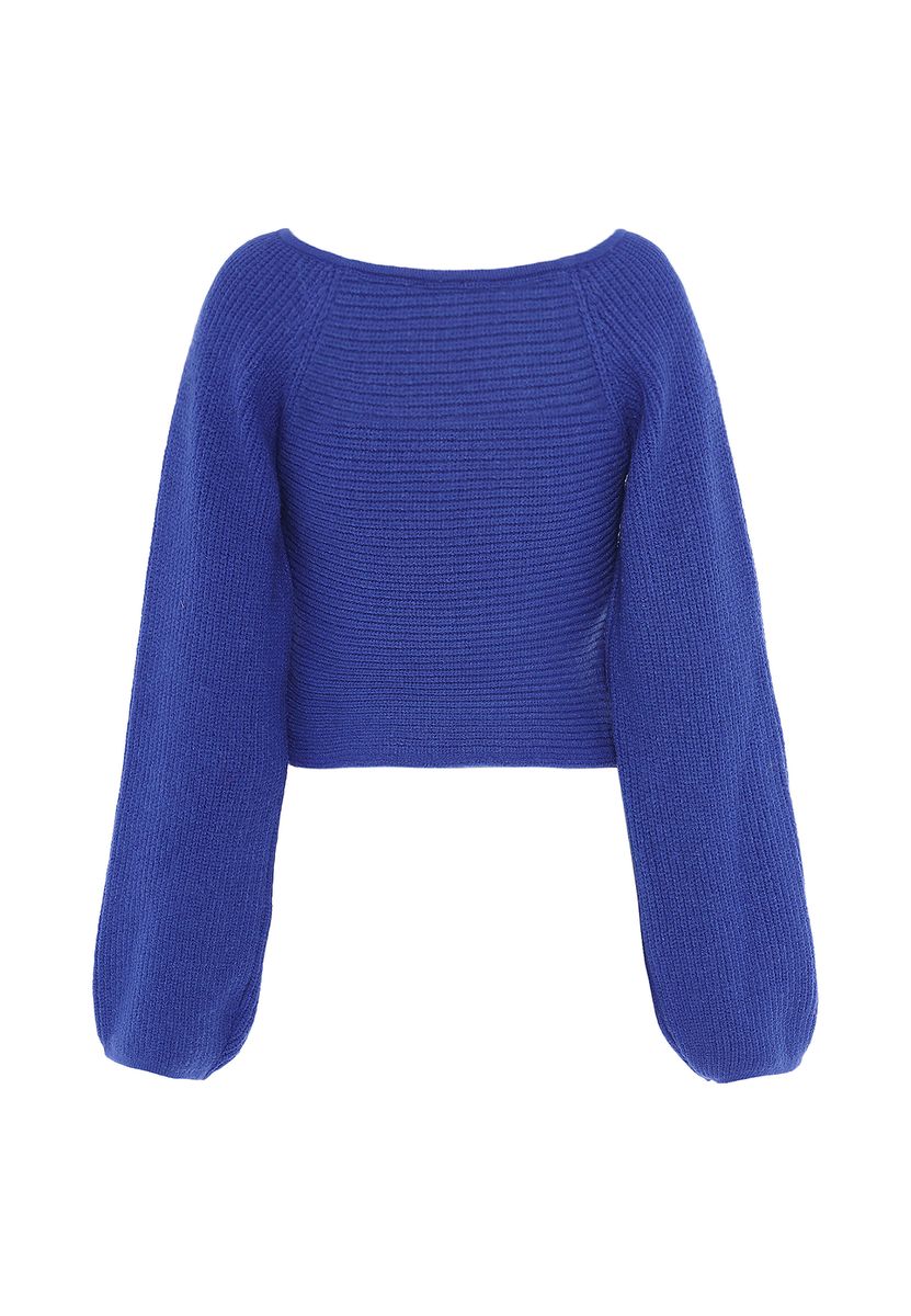 Strukturierter Kurzpullover mit Herzausschnitt