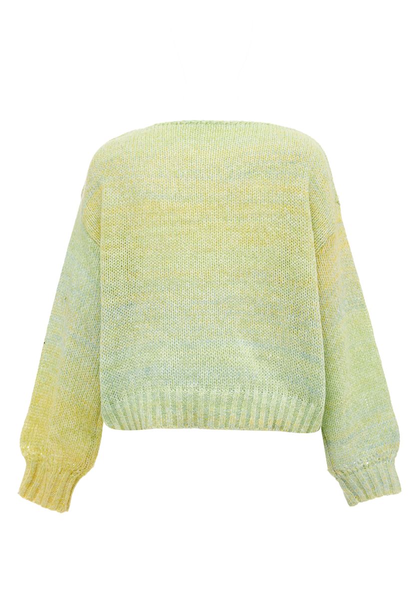 V-Ausschnitt Melange-Strickpullover
