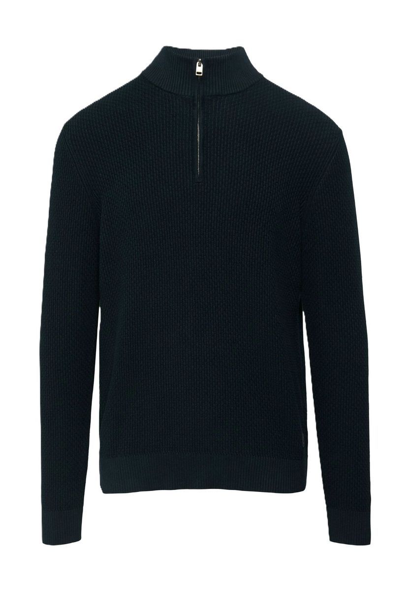 Strukturierter Strick Half-Zip Pullover