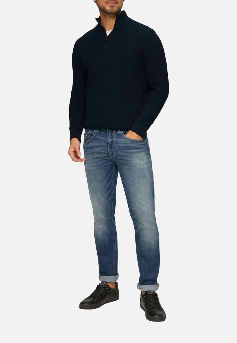 Strukturierter Strick Half-Zip Pullover