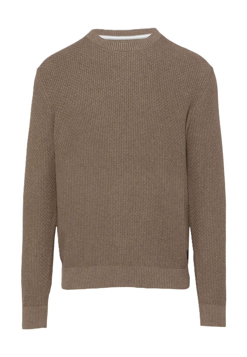 Strukturierter Baumwollmischung Rundhals-Pullover