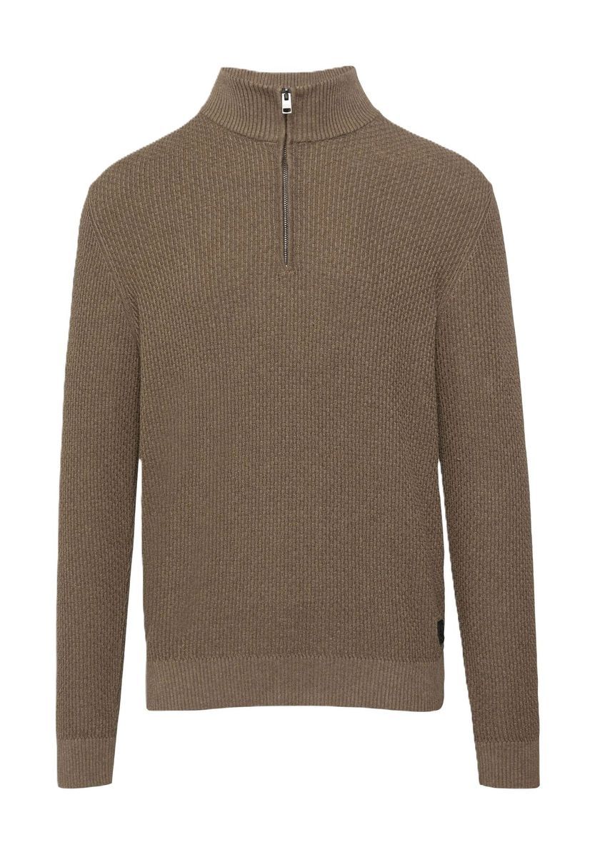 Strukturierter Strick Half-Zip Pullover