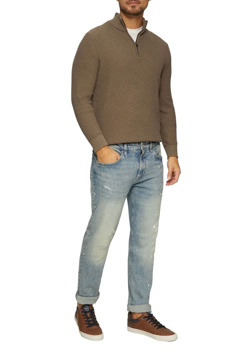 Strukturierter Strick Half-Zip Pullover