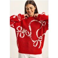 Übergroßer Strickpullover mit Grafikprint